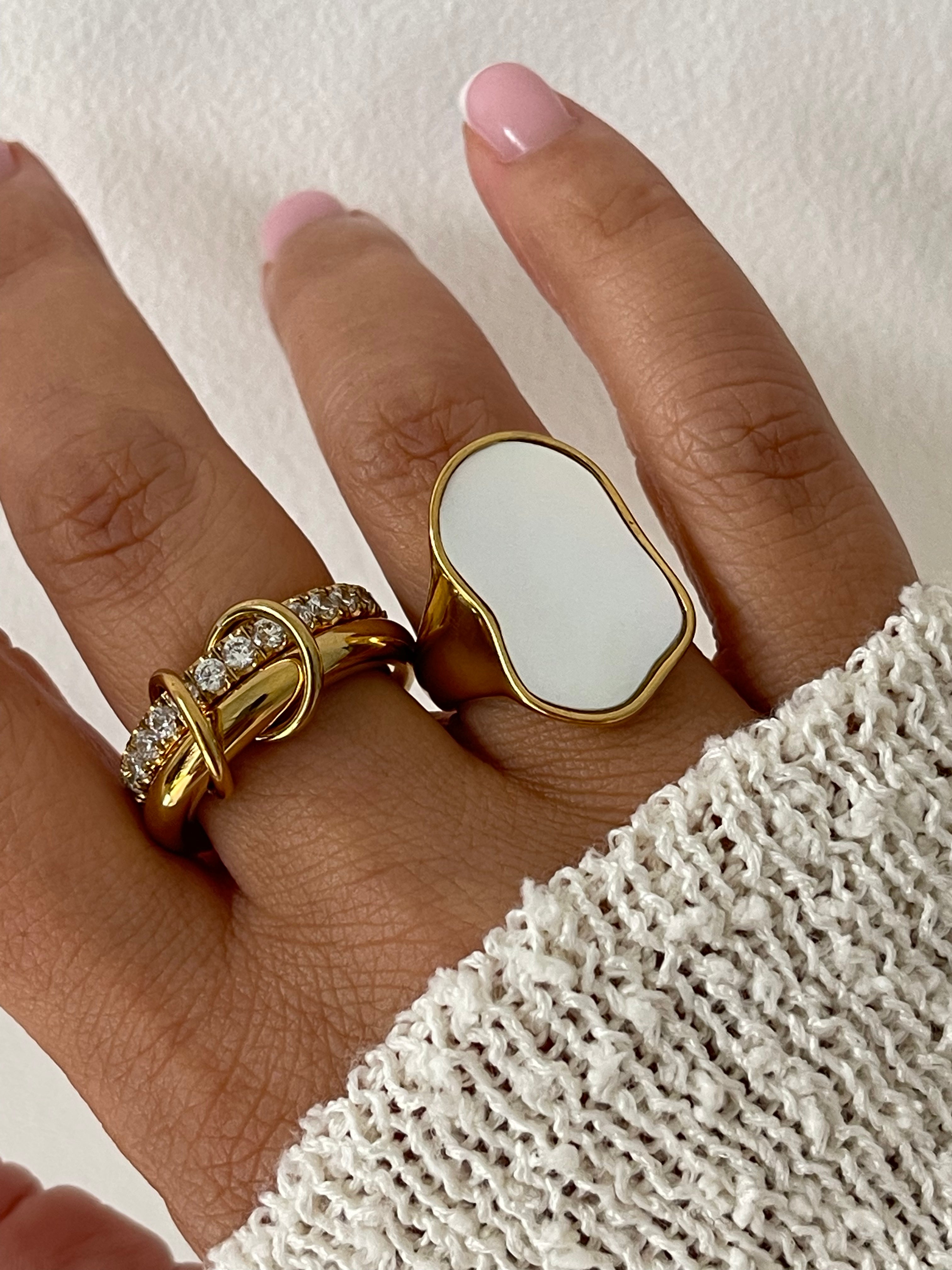 Bague Deïna – Zircon Serti Doré Acier Inoxydable Soirée