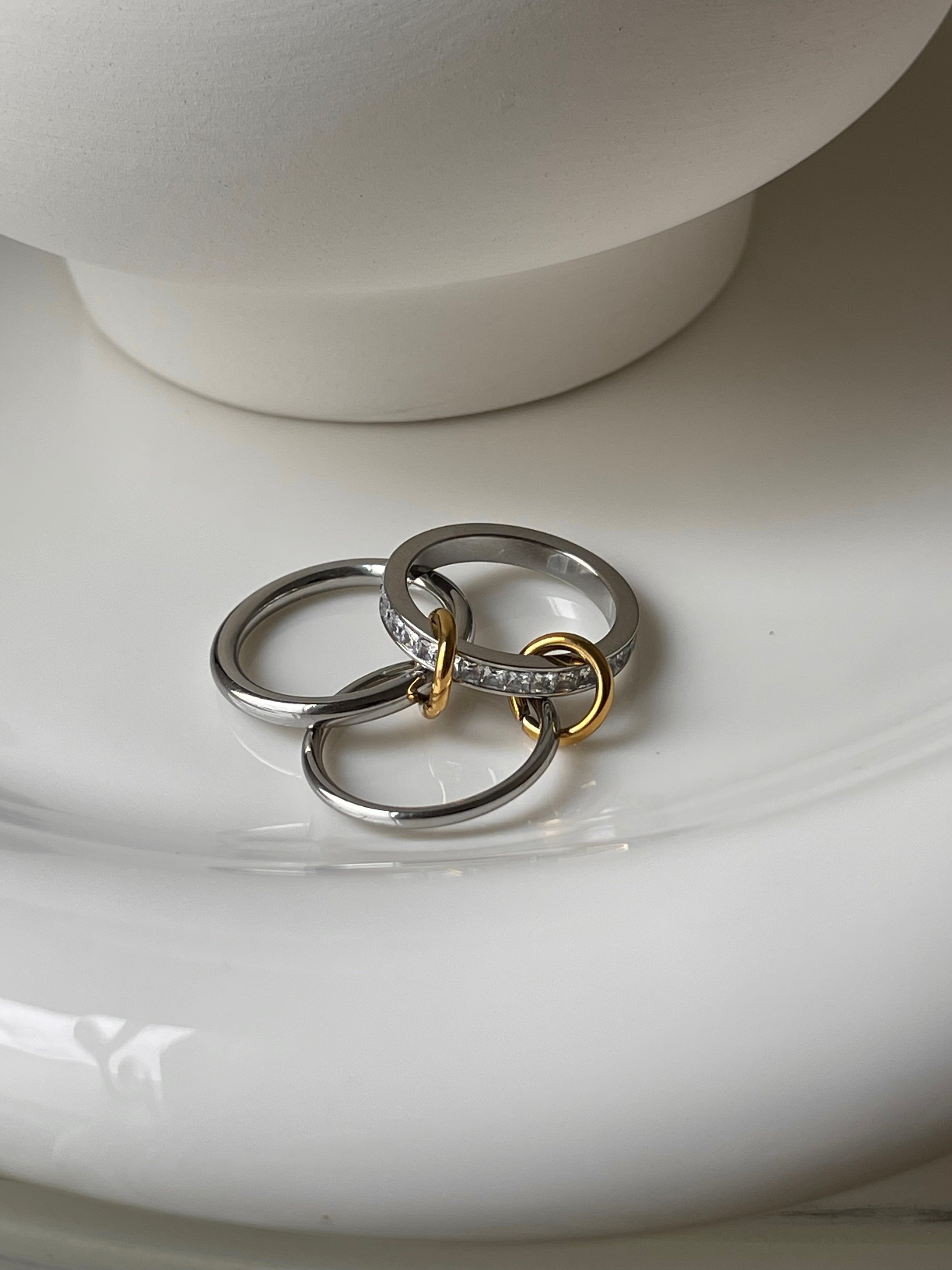 Bague Andro – Bicolore Or Argent & Zircon Femme Acier Inoxydable | Waterproof