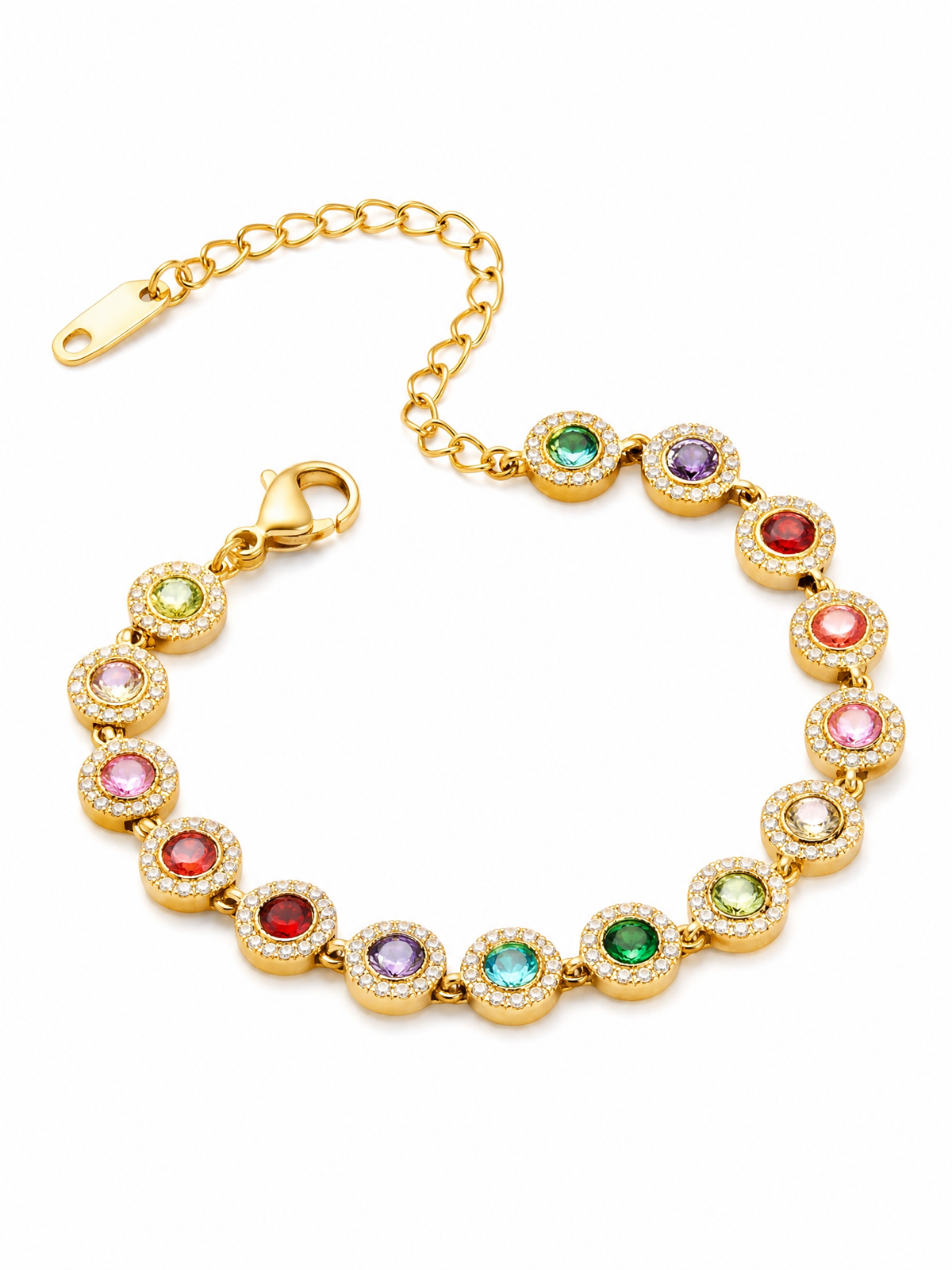 Bracelet Iris – Tennis Multicolore & Zircons Sertis | Acier Inoxydable Doré