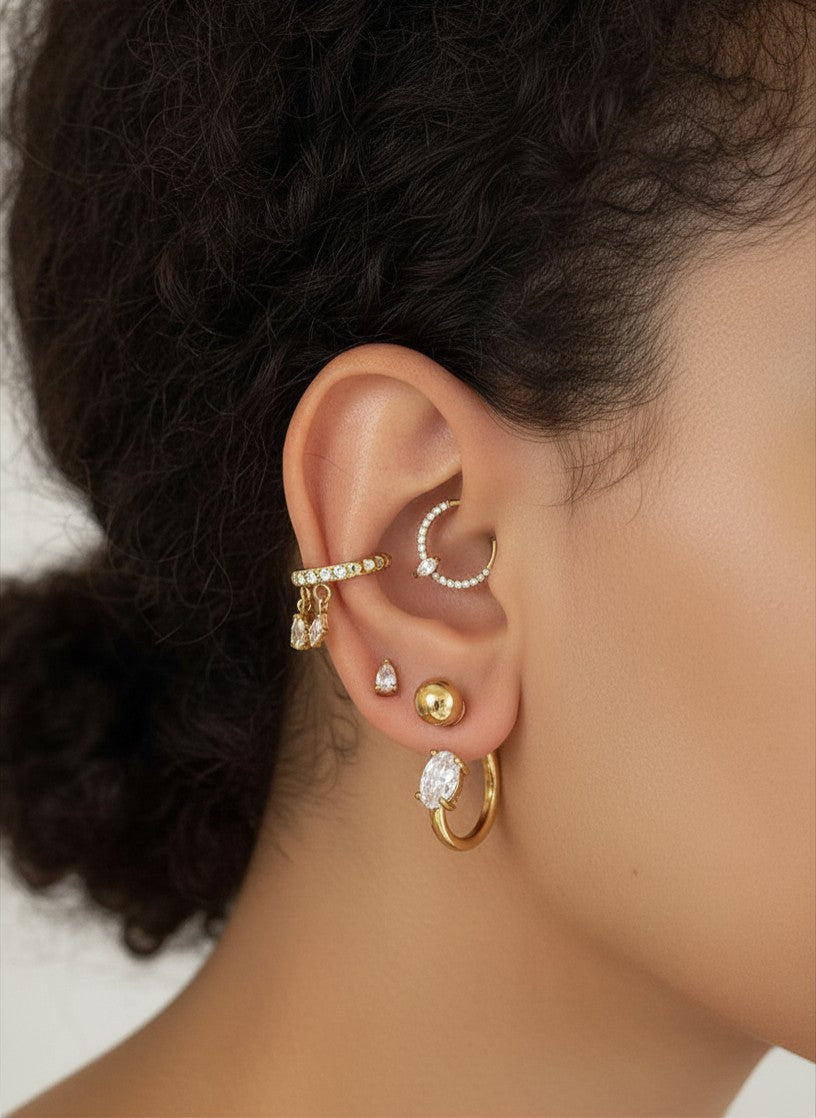 Ear cuff doré sans piercing en acier inoxydable plaqué or 18K - M.Daniel