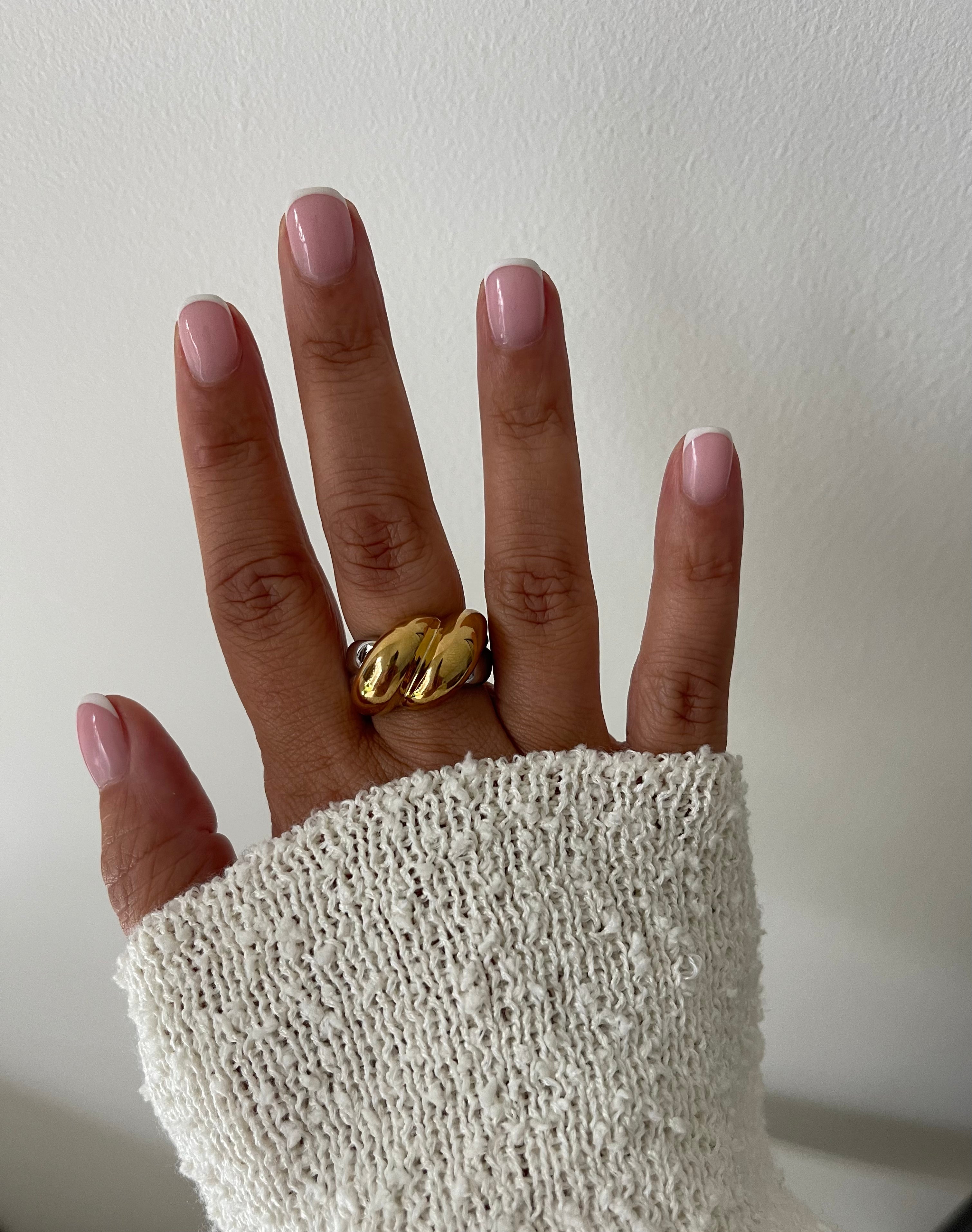Bague Lova – Cœur Doré & Argenté Acier Inoxydable