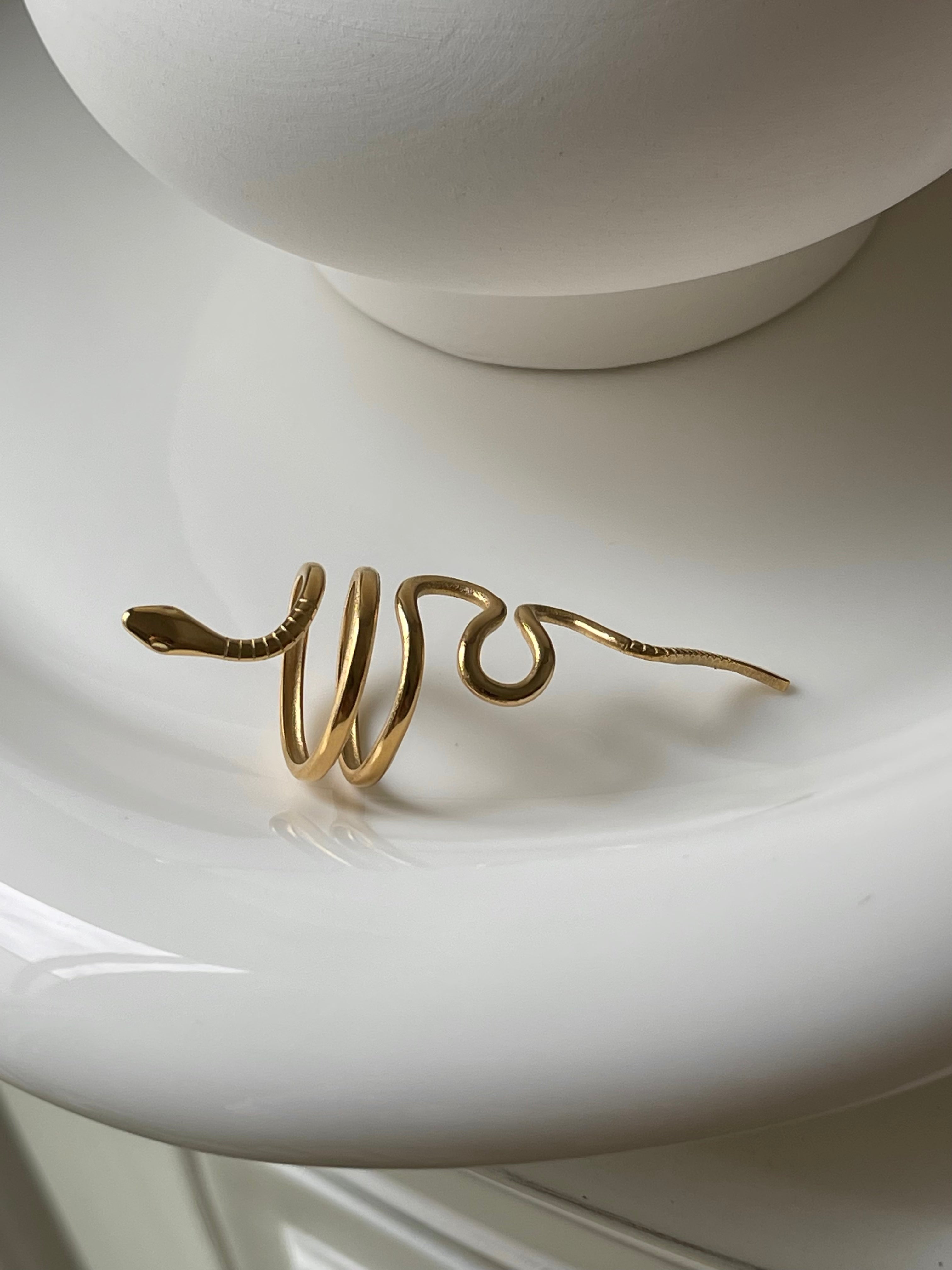 Bague Snake – Serpent Doré Ajustable Acier Inoxydable