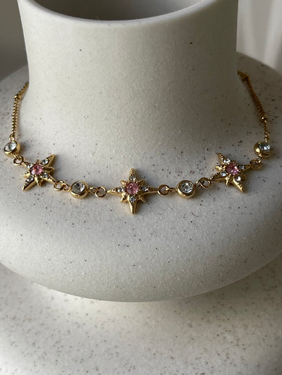 Bracelet Polaris – Étoiles Polaires Pavées de Cristaux en Acier Inoxydable Doré