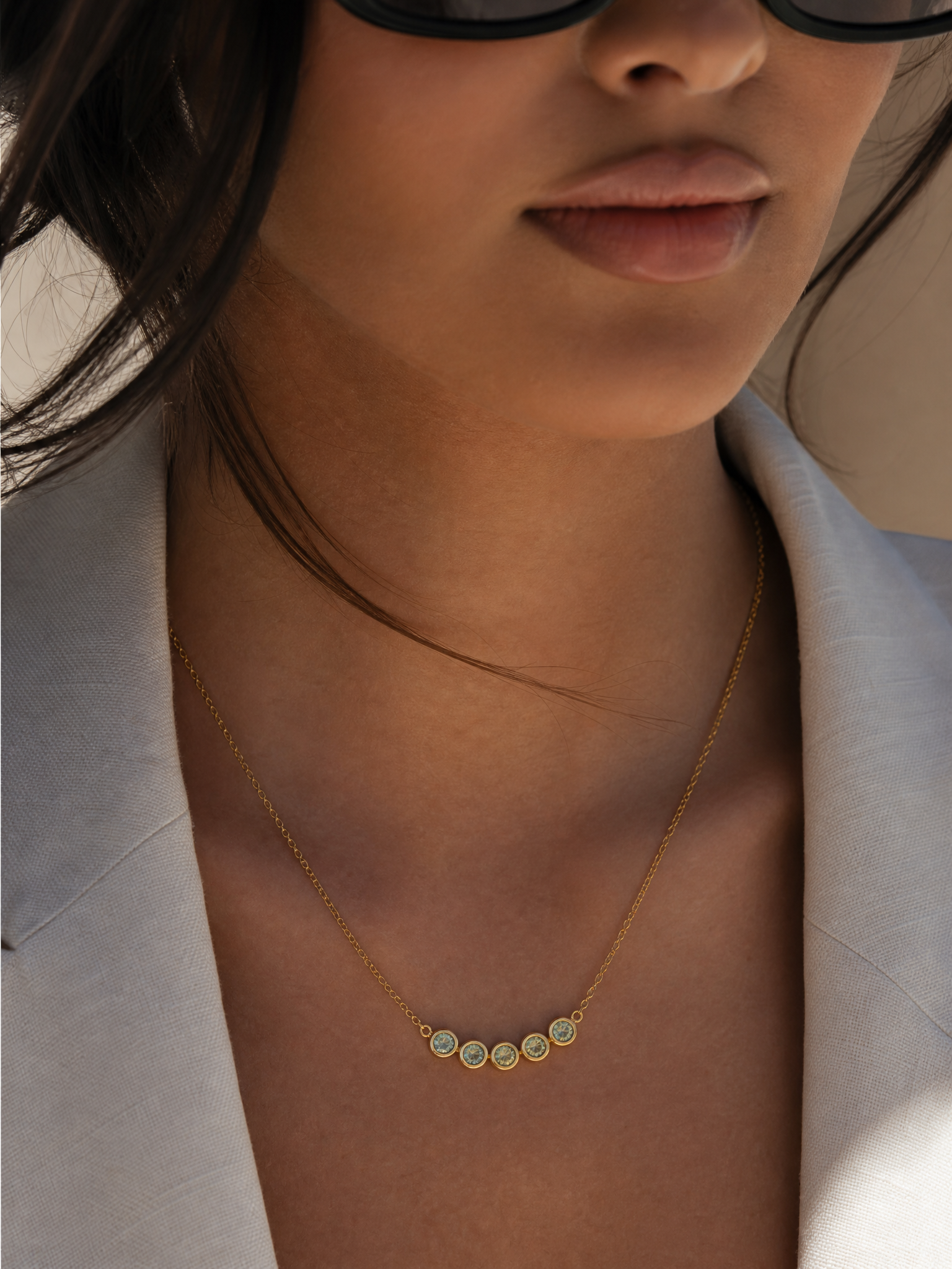 Collier Opaline – Barrette de Cristaux Irisés | Acier Inoxydable Doré