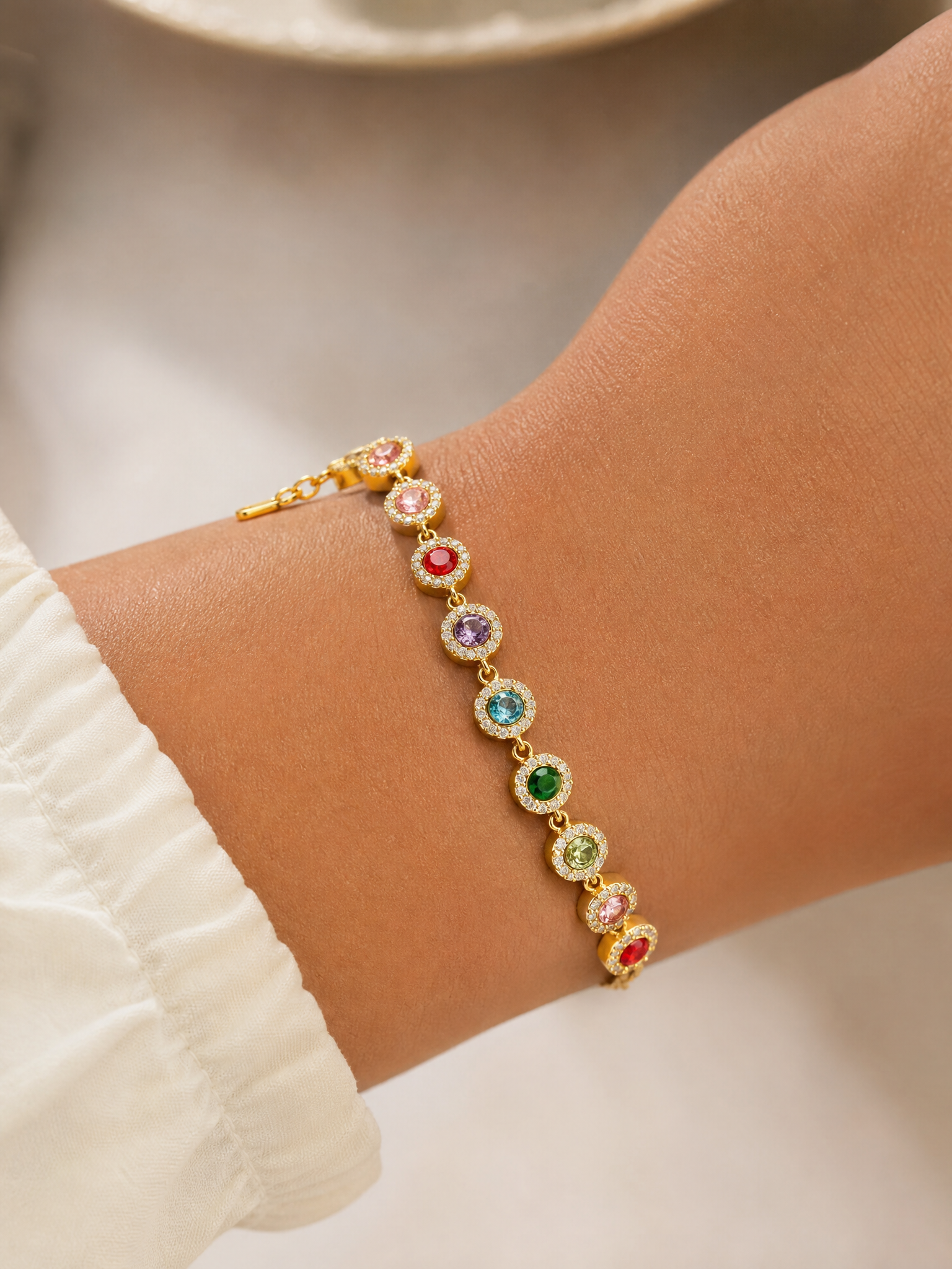Bracelet Iris – Tennis Multicolore & Zircons Sertis | Acier Inoxydable Doré