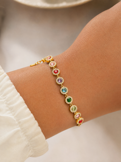 Bracelet Iris – Tennis Multicolore & Zircons Sertis | Acier Inoxydable Doré